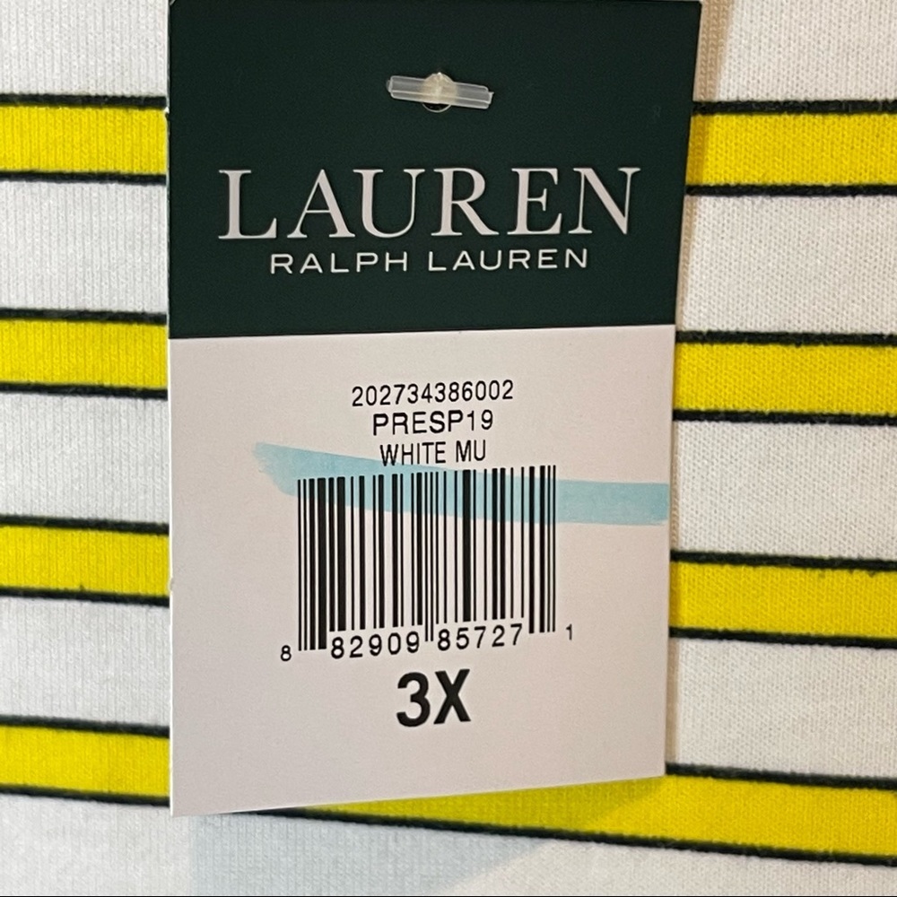 LAUREN Ralph Lauren Yellow Stripe Bell Sleeve Top 3X - Picture 9 of 9
